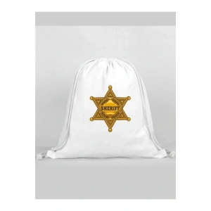 Şerif Baskılı Sırt Çantası - İp Büzgülü Spor Çanta