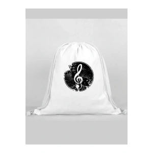 Müzik Baskılı Sırt Çantası - İp Büzgülü Spor Çanta