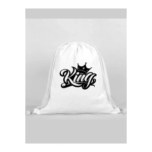 King Baskılı Sırt Çantası - İp Büzgülü Spor Çanta