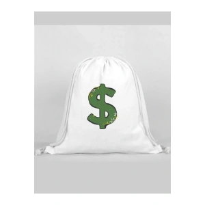 Dolar Baskılı Sırt Çantası - İp Büzgülü Spor Çanta