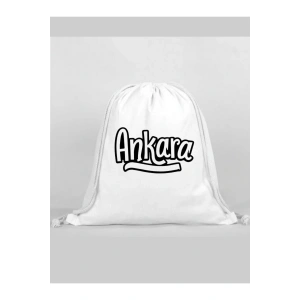 Ankara Baskılı Sırt Çantası - İp Büzgülü Spor Çanta