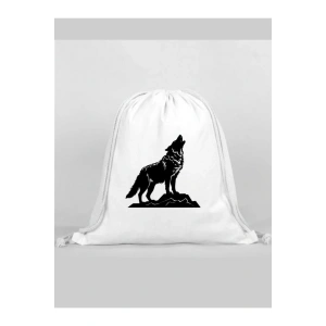 Kurt Baskılı Sırt Çantası - İp Büzgülü Spor Çanta