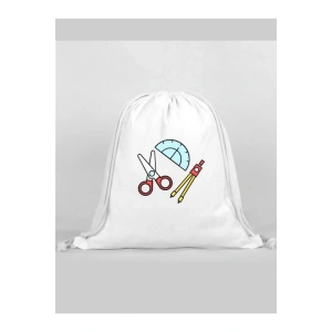 Makas Baskılı Sırt Çantası - İp Büzgülü Spor Çanta