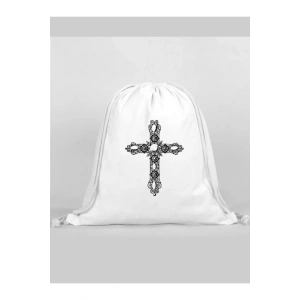 Haç Baskılı Sırt Çantası - İp Büzgülü Spor Çanta