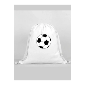 Siyah Beyaz Baskılı Sırt Çantası - İp Büzgülü Spor Çanta