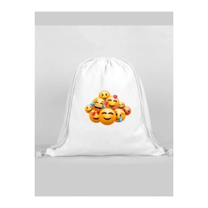 Emoji Baskılı Sırt Çantası - İp Büzgülü Spor Çanta