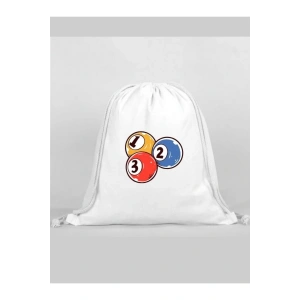 Bilardo Baskılı Sırt Çantası - İp Büzgülü Spor Çanta