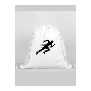 Sporcu Baskılı Sırt Çantası - İp Büzgülü Spor Çanta