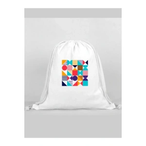 Geometrik Baskılı Sırt Çantası - İp Büzgülü Spor Çanta