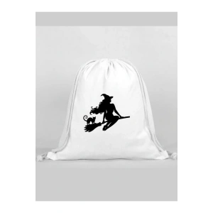 Cadı Baskılı Sırt Çantası - İp Büzgülü Spor Çanta