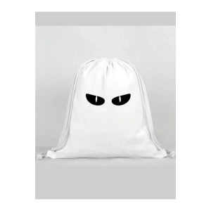 Göz Baskılı Sırt Çantası - İp Büzgülü Spor Çanta