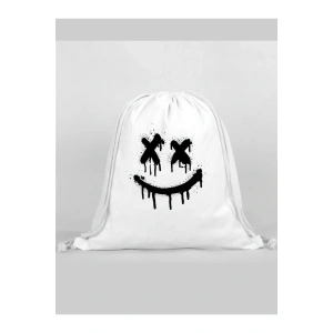 Gülen Surat Baskılı Sırt Çantası - İp Büzgülü Spor Çanta