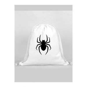 Örümcek Baskılı Sırt Çantası - İp Büzgülü Spor Çanta