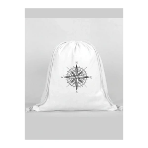 Pusula Baskılı Sırt Çantası - İp Büzgülü Spor Çanta