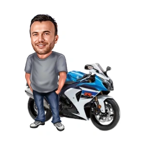 Kişiye Özel Kendi Motorun ile Biblo - Karikatür Biblo
