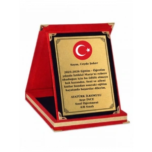 Kişiye Özel Plaket - Kişiye Özel Kadife Plaket - İstiklal Marşı Plaketi - Büyük Boy Plaket ( 16 X 21 )