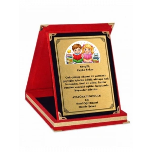 Kişiye Özel Plaket - Kişiye Özel Kadife Plaket - Okuyorum Plaketi - Yazıyorum Plaketi ( 16 X 21 )