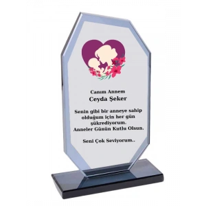 Anneye Plaket - Kişiye Özel Plaket - Cam Plaket - Anneler Günü Plaketi