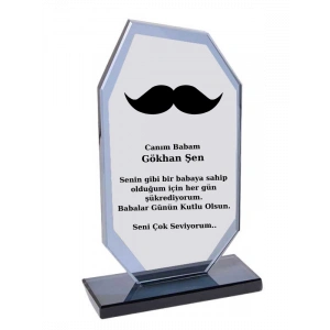 Babaya Plaket - Kişiye Özel Plaket - Cam Plaket - Babalar Günü Plaketi