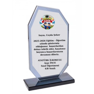 Mezun Plaketi - Kişiye Özel Plaket - Cam Plaket - Mezuniyet Plaketi