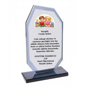 Okuyorum Plaketi - Kişiye Özel Plaket - Cam Plaket - Okuma Bayramı Plaketi