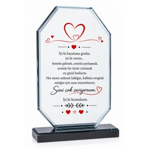 Sevgililer Gününe Özel Cam Plaket - Sevgililer Günü Plaketi