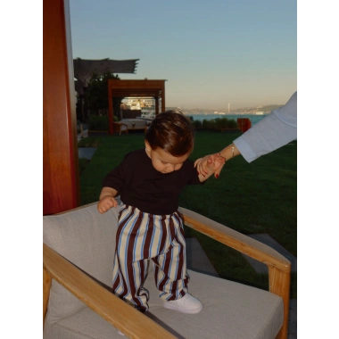 Çizgili unisex pantolon