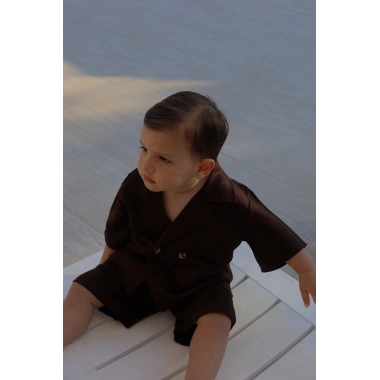 Kahve Keten İkili Takım