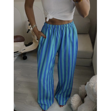 Mavi Çizgili Anne Pantolon