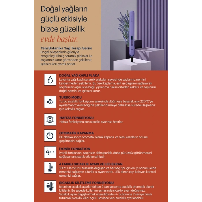 Grundig HS 7032 Botanika Lavanta Yağ Terapisi Saç Düzleştirici