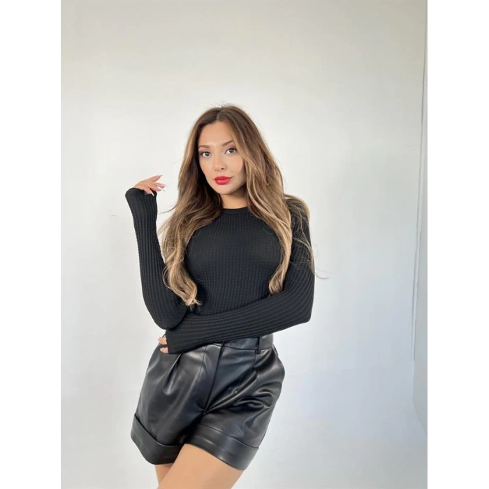 3062 SAĞ ÖRGÜ KAZAK-SİYAH