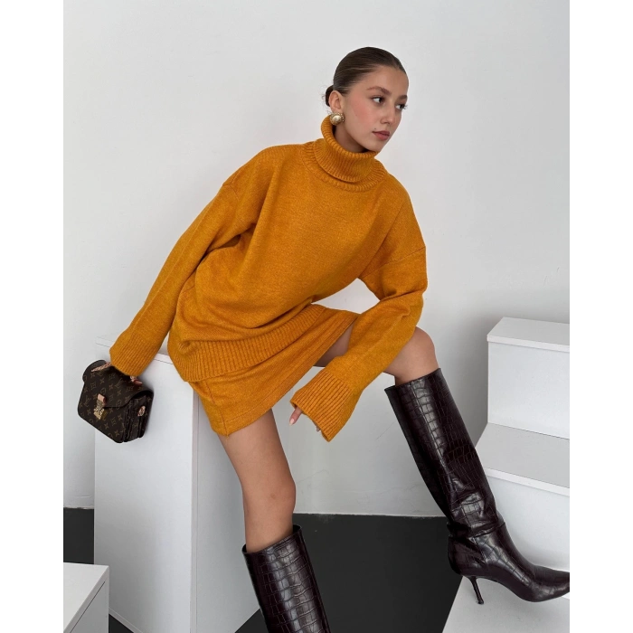 Boğazlı Kazak Ve Etek  İkili Takım