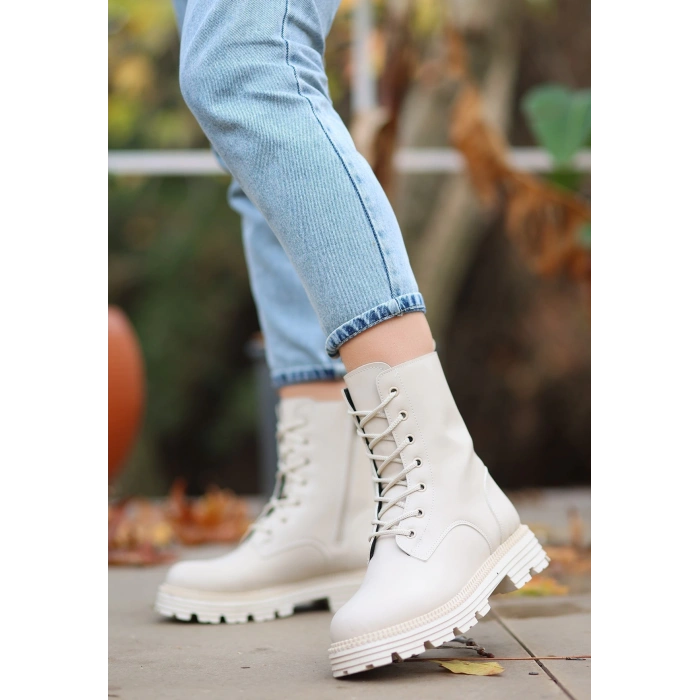 Bria Bej Cilt Bağcıklı Bot