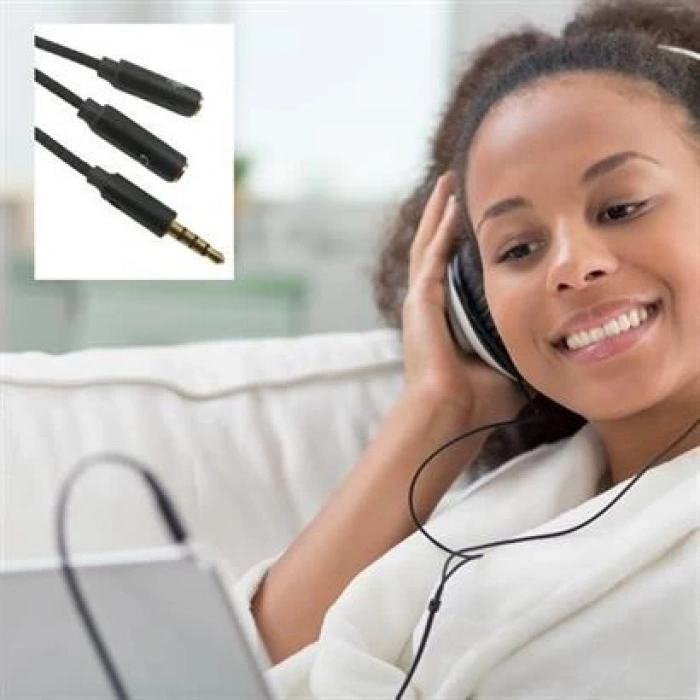 TUFEYO 1 Erkek 2 Dişi 35 mm Kulaklık ve Mikrofon Ayırıcı Çoklayıcı  Aux Kablo