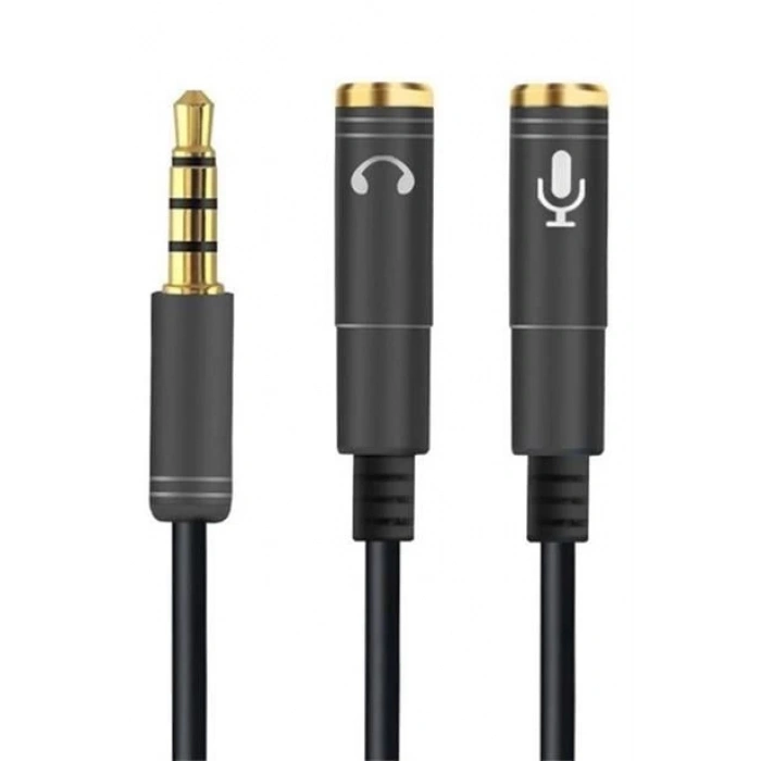 TUFEYO 1 Erkek 2 Dişi 35 mm Kulaklık ve Mikrofon Ayırıcı Çoklayıcı  Aux Kablo