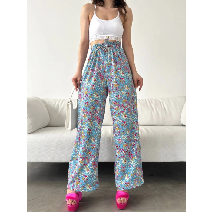 Desenli Beli Lastikli Bürümcük Pantolon