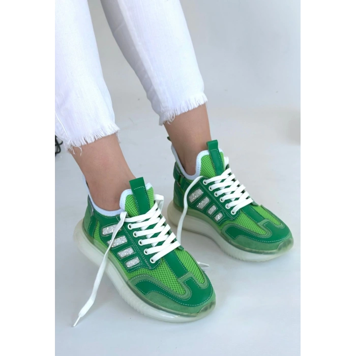 Giwen Yeşil Süet Bağcıklı Spor Ayakkabı