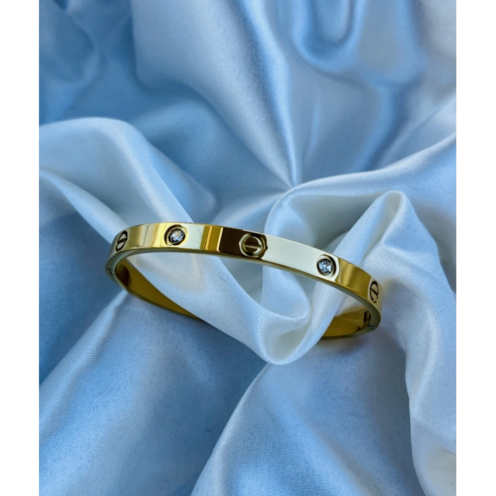 Gold Taşlı Çelik Bileklik