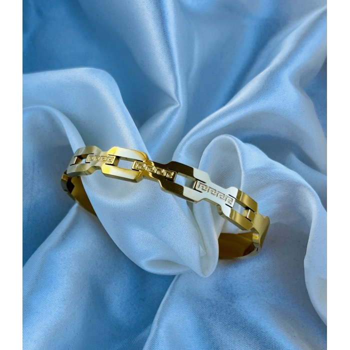 Gold Taşlı Sarmal Model Çelik Bileklik