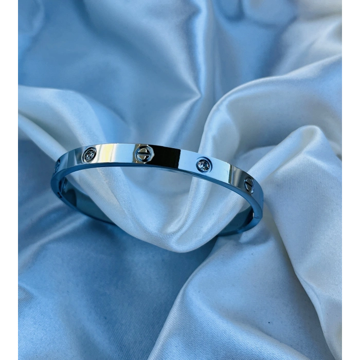 Gümüş Taşlı Çelik Bileklik