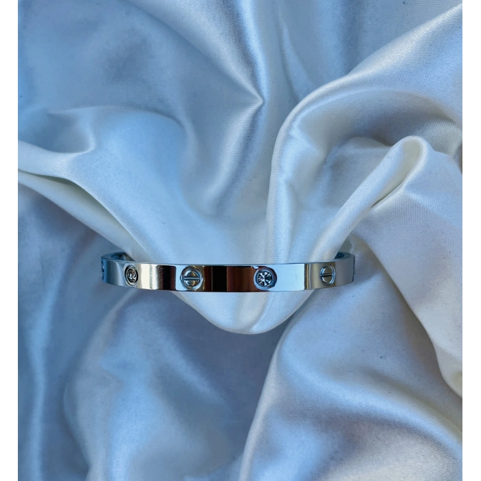 Gümüş Taşlı Çelik Bileklik