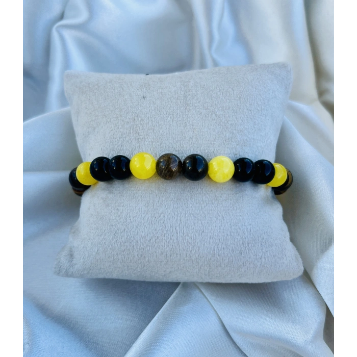 KAPLANGÖZÜ - SARI SIKMA DOĞAL TAŞ BİLEKLİK