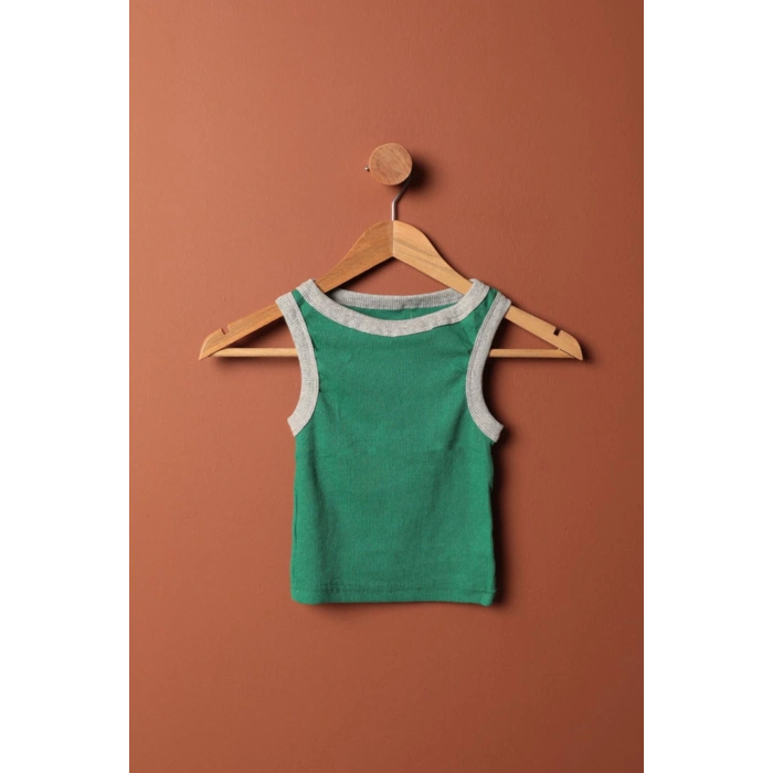 Kaşkorse Kumaş Halter Yaka Kadın Bluz-Yeşil