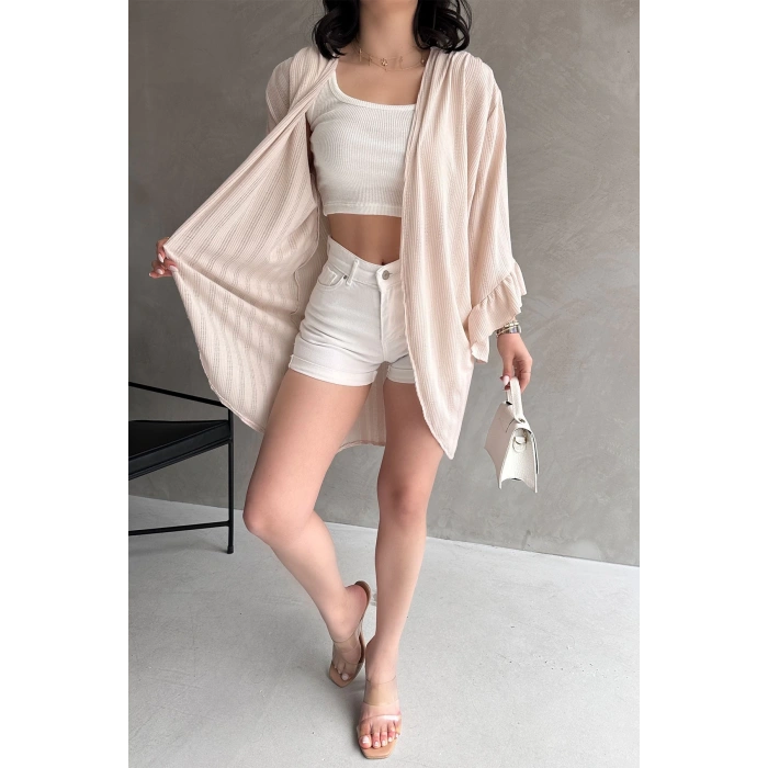 Kolları Volanlı File Hırka