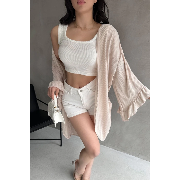 Kolları Volanlı File Hırka