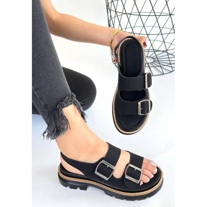 Milta Siyah Nubuk Sandalet