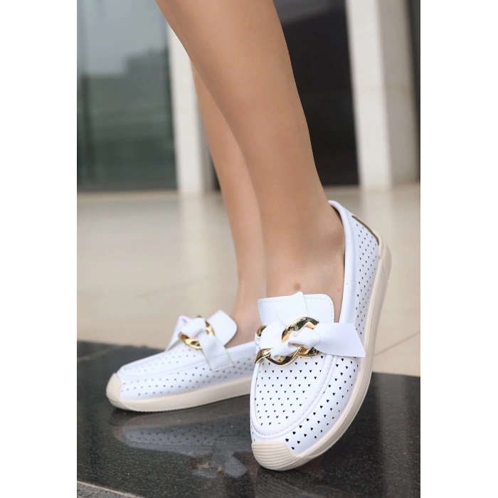 Riwan Beyaz Cilt Babet Ayakkabı