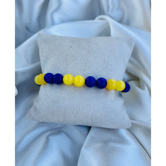 Sarı Lacivert Sıkma Doğaltaş Bileklik