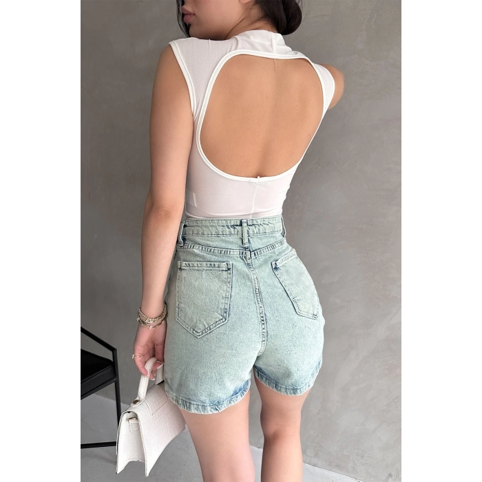 Sırt Dekolteli Buzzy Bluz