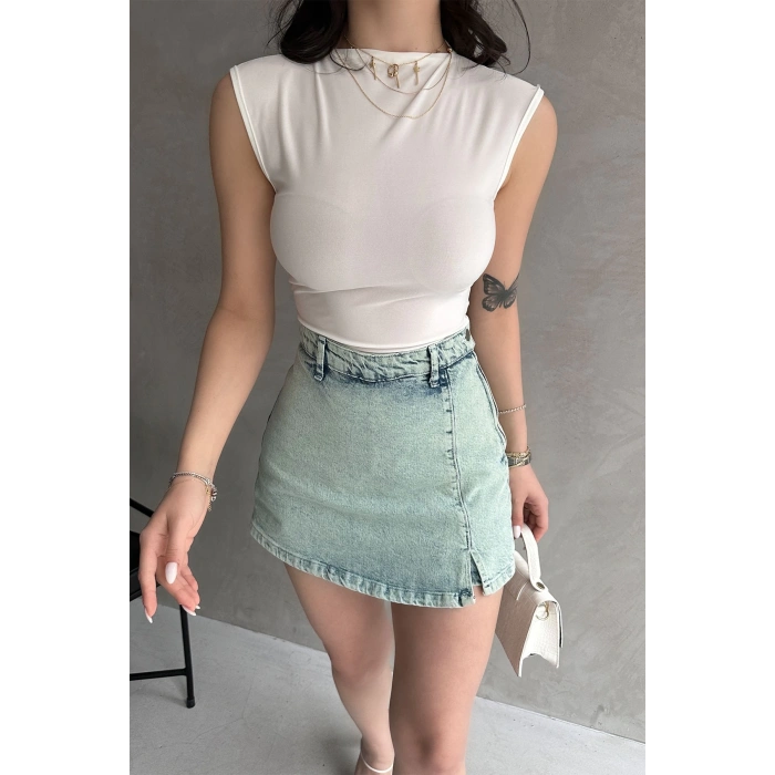 Sırt Dekolteli Buzzy Bluz